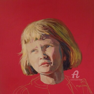 Painting titled "verushka "red"" by Léna Tereshonok, Original Artwork, Acrylic