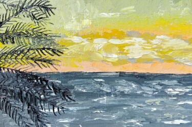 Painting titled "Seacoast Palm Oil o…" by Lena Vanli, Original Artwork, Oil