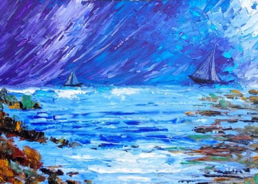Pintura titulada "Sea serie seaboats…" por Lena Vanli, Obra de arte original, Oleo