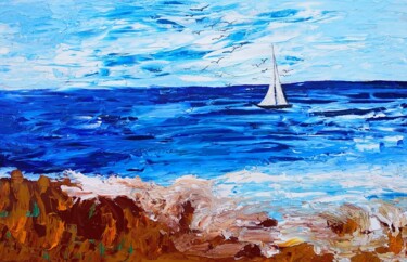 Peinture intitulée "Sea seacoast oil or…" par Lena Vanli, Œuvre d'art originale, Huile