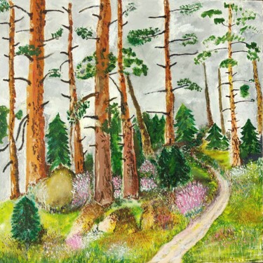 Painting titled "Forest" by Lena Vanli, Original Artwork, Oil