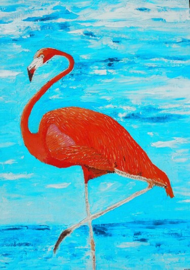 Malerei mit dem Titel "Flamingo" von Lena Vanli, Original-Kunstwerk, Öl