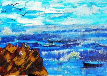 Peinture intitulée "Sea seagulls 10/15…" par Lena Vanli, Œuvre d'art originale, Huile