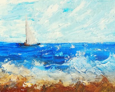 Painting titled "Seacoast 10/15 sm o…" by Lena Vanli, Original Artwork, Oil