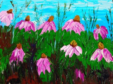 Painting titled "Flowers Daisy Oil o…" by Lena Vanli, Original Artwork, Oil