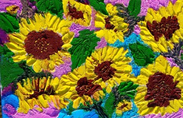 Painting titled "Sunflowers 10/15 sm…" by Lena Vanli, Original Artwork, Oil