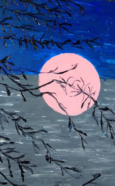 Painting titled "Moon Oil original p…" by Lena Vanli, Original Artwork, Oil