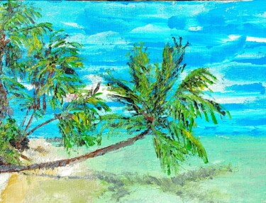Peinture intitulée "Sea Island Palms mi…" par Lena Vanli, Œuvre d'art originale, Huile