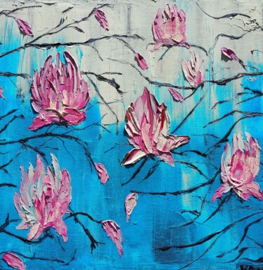 Schilderij getiteld "Magnolia bloem coul…" door Lena Vanli, Origineel Kunstwerk, Olie