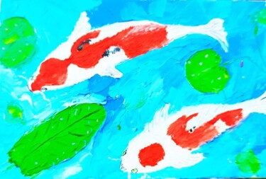 Pintura titulada "Fish coi oil origin…" por Lena Vanli, Obra de arte original, Oleo