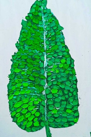 Pintura intitulada "Herbarium serie lea…" por Lena Vanli, Obras de arte originais, Óleo