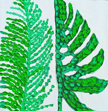 Pintura titulada "Herbarium serie lea…" por Lena Vanli, Obra de arte original, Oleo