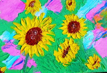 Peinture intitulée "Sunflowers 10/15 sm…" par Lena Vanli, Œuvre d'art originale, Huile