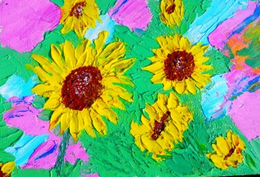 Painting titled "Sunflowers 10/15 sm…" by Lena Vanli, Original Artwork, Oil