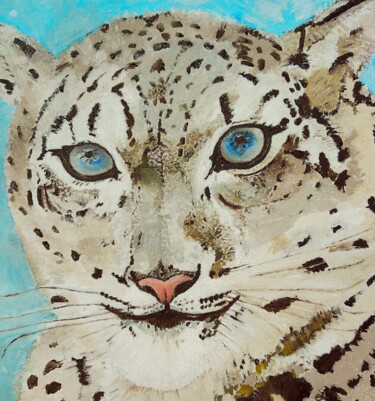 Pintura titulada "Snow tiger oil orig…" por Lena Vanli, Obra de arte original, Oleo