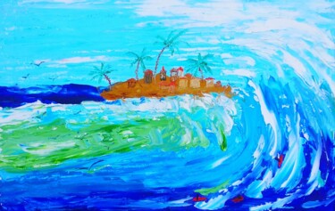 Peinture intitulée "Seacoast oil origin…" par Lena Vanli, Œuvre d'art originale, Huile