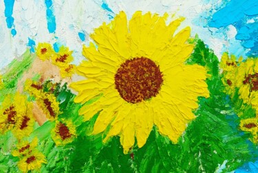 Peinture intitulée "Sunflower /oil orig…" par Lena Vanli, Œuvre d'art originale, Huile