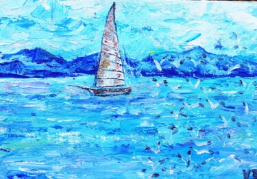 Peinture intitulée "Seacoast/serie sea/…" par Lena Vanli, Œuvre d'art originale, Huile