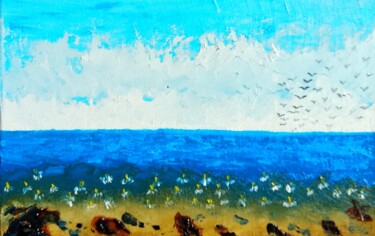 Pittura intitolato "Chamomille seacoast…" da Lena Vanli, Opera d'arte originale, Olio