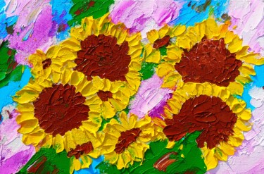 Картина под названием "Sunflowers/oil orig…" - Lena Vanli, Подлинное произведение искусства, Масло