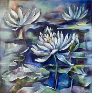 Painting titled "RIVER HERBS" by Lena Zoria, Original Artwork, Oil Mounted on Wood Stretcher frame