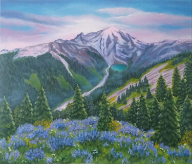 Painting titled "Spring in the mount…" by Elena Makhonina, Original Artwork, Oil