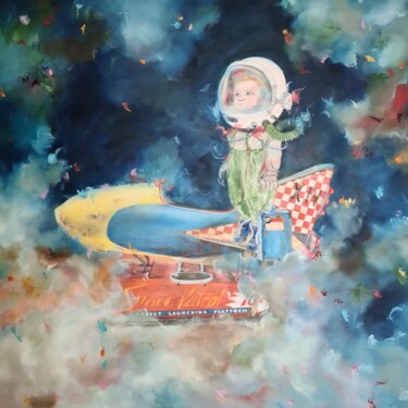 Картина под названием "Spacebaby. Towards…" - Lena Applebaum, Подлинное произведение искусства, Масло