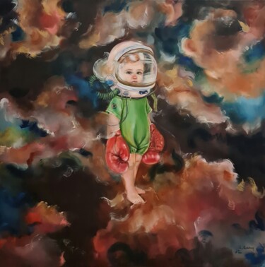 Malerei mit dem Titel "Space Fighter" von Lena Applebaum, Original-Kunstwerk, Öl