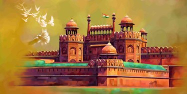 Artes digitais intitulada "Red Fort, Delhi, In…" por Lena Bharathi, Obras de arte originais, Pintura digital