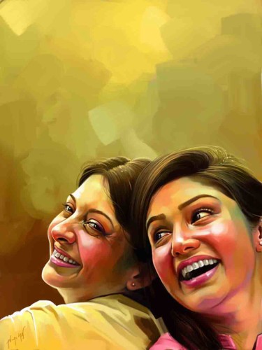 Digital Arts titled "Mother Love" by Lena Bharathi, Original Artwork, Digital Painting