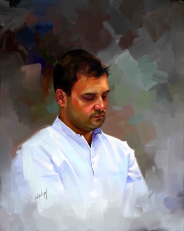 Digital Arts titled "Rahul Gandhi" by Lena Bharathi, Original Artwork, Digital Painting