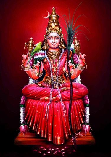 Digital Arts titled "God Kamatchi" by Lena Bharathi, Original Artwork, Digital Painting