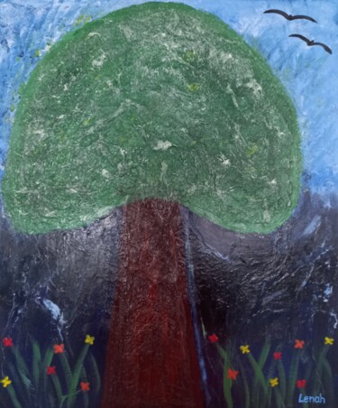 Painting titled "Magic Tree" by Lenah Van Wijk, Original Artwork, Acrylic