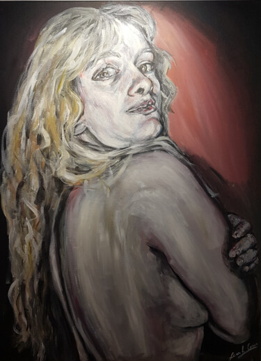 Painting titled "Eve (à droite, reno…" by Léna H. Coms, Original Artwork, Acrylic Mounted on Wood Stretcher frame