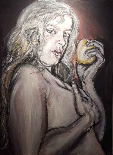 Painting titled "Eve (à gauche, fièr…" by Léna H. Coms, Original Artwork, Acrylic Mounted on Wood Stretcher frame