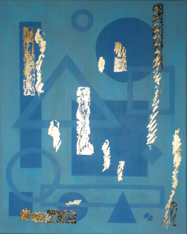 Картина под названием "Geometric shapes in…" - Helen Dan, Подлинное произведение искусства, Акрил Установлен на Деревянная р…