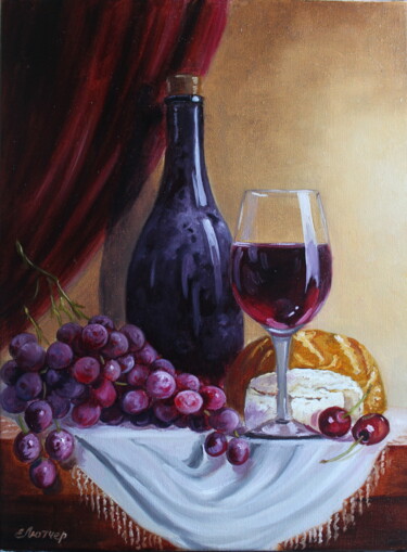 Painting titled "In the style of Bor…" by Elena Lyutcher, Original Artwork, Oil Mounted on Wood Stretcher frame