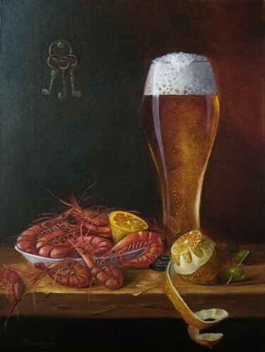 Pintura titulada "Still life with shr…" por Elena Lyutcher, Obra de arte original, Oleo