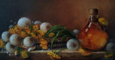 Painting titled "Still-life. Dandeli…" by Elena Lyutcher, Original Artwork, Oil