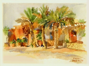 Pittura intitolato "Palm trees. Student…" da Lena Tolunay, Opera d'arte originale, Acquarello