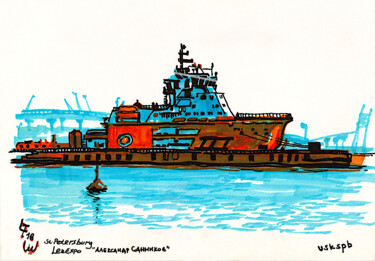 Disegno intitolato "USK_ Icebreaker"Ale…" da Lena Tolunay, Opera d'arte originale, Pennarello