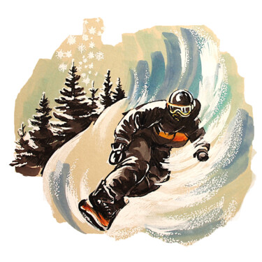 Desenho intitulada "Speedy Snowboarder…" por Lena Tolunay, Obras de arte originais, Marcador