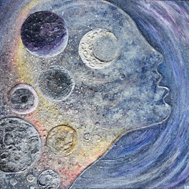 「Ты и есть вселенная」というタイトルの絵画 Елена Ванковичによって, オリジナルのアートワーク, アクリル ウッドストレッチャーフレームにマウント
