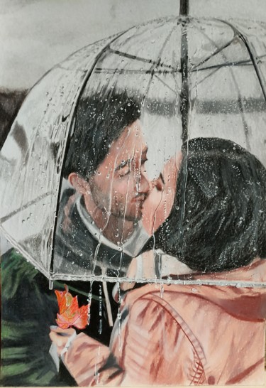 「Autumn Kiss」というタイトルの描画 Elena Borisovaによって, オリジナルのアートワーク, 水彩画