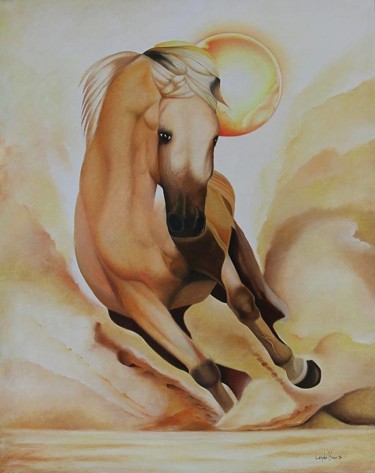 Painting titled "mon-cheval-adore2.j…" by Lenda Bavedila, Original Artwork