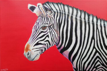 Malerei mit dem Titel "Zebra no. 3 - Serie…" von Lene Daugaard, Original-Kunstwerk, Acryl Auf Keilrahmen aus Holz montiert