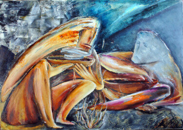 Painting titled "Lunch" by Aleksei, Original Artwork, Oil Mounted on Wood Stretcher frame