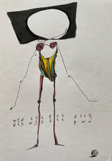 lg43t34r;ejl \ Transaction dolls - {$M} Dessin intitulée "lg43t34r;ejl \ Tran…" par Leni Smoragdova, Œuvre d'art originale, Crayon
