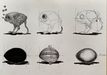 Σχέδιο με τίτλο "3qohoi / The Metamo…" από Leni Smoragdova, Αυθεντικά έργα τέχνης, Μαρκαδόρος