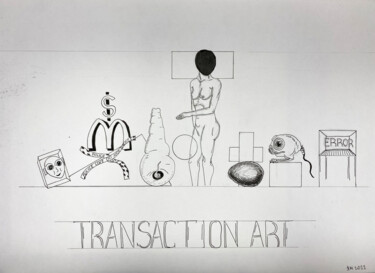 Drawing titled "sd34rih / Transacti…" by Leni Smoragdova, Original Artwork, Marker